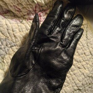 Black leather finger gloves